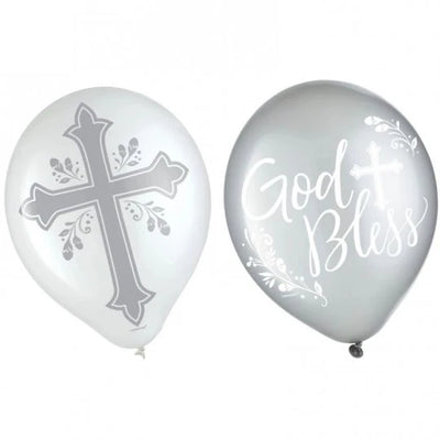 God Bless Bautizo Comunion Latex Balloons 12" (x15u)