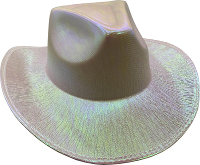 Adult's Silver Holographic Cowboy Hat Costume Accessory