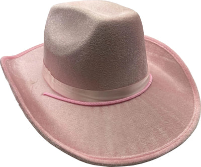 Adult's Pink Velvet Cowboy Hat