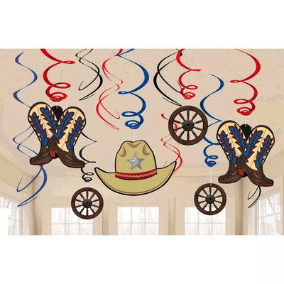 Western Value Pack Swirl Decorations (x12u)