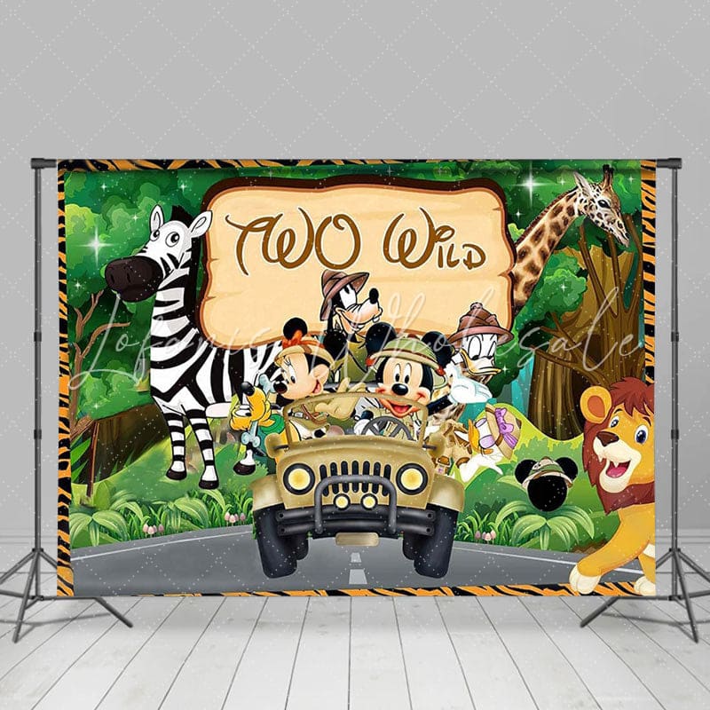 Backdrop Mickey Safari Cartoon Animals