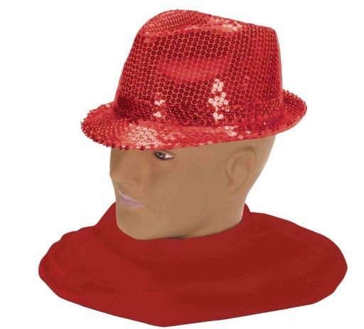 Sombrero Sequin Fedora de Tela con Brillos