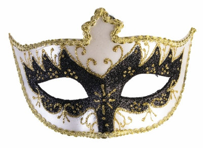 Eye Mask With Ribbon Gold, White & Black