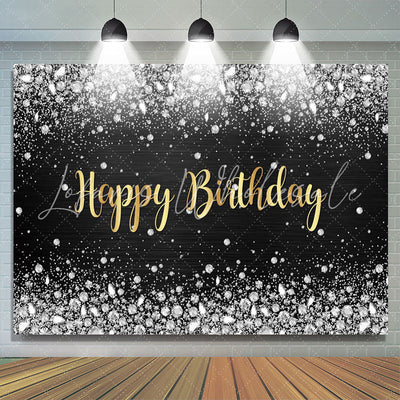 Sliver Glitter Diamond Gold Happy Birthday Backdrop (x1u)
