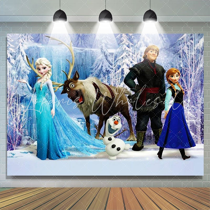 Snowy Frozen Elsa Olaf Backdrop (x1u)