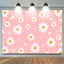 White Daisy Floral Pink Girls Birthday Backdrop (x1u)