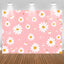 White Daisy Floral Pink Girls Birthday Backdrop (x1u)