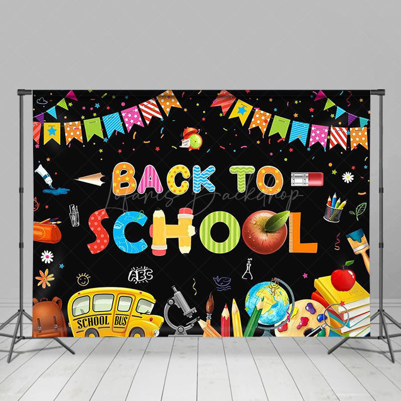 Back To School Ribbons Black Backdrop (x1u)
