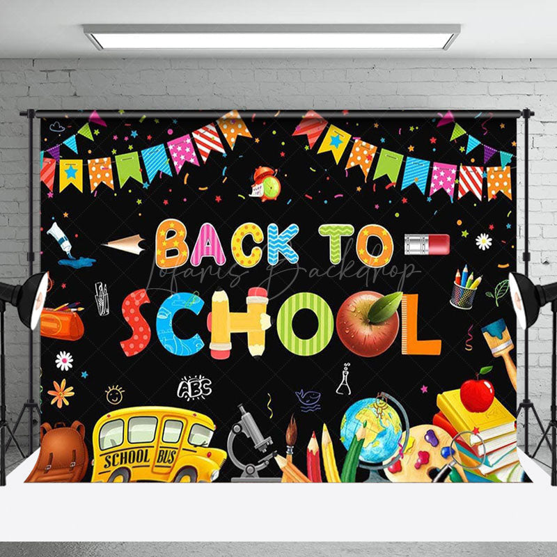 Back To School Ribbons Black Backdrop (x1u)