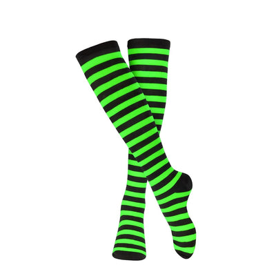 Striped Over The Knee Socks Black & Green - Adult