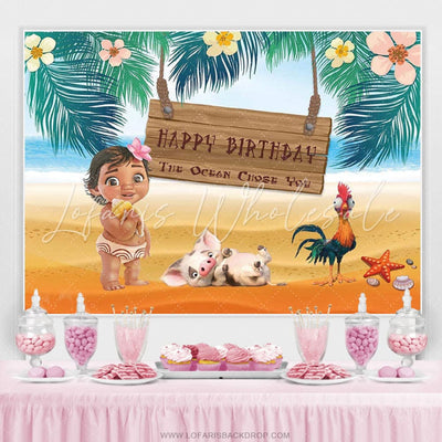Baby Moana Beach Backdrop (x1u)