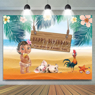 Baby Moana Beach Backdrop (x1u)