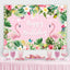 Summer Pink Tropical Flower Flamingos Birthday Backdrop