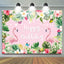 Summer Pink Tropical Flower Flamingos Birthday Backdrop