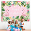 Summer Pink Tropical Flower Flamingos Birthday Backdrop
