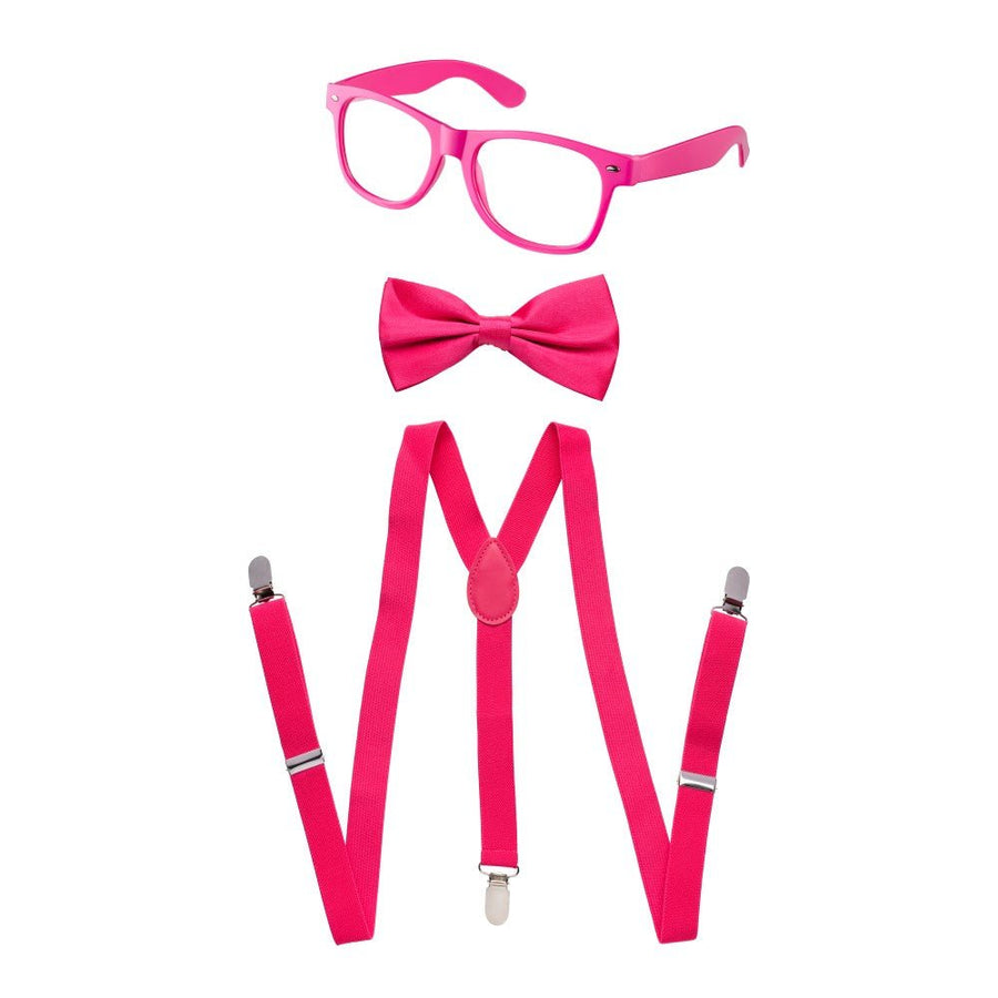 Adult Neon Suspender, Bow Tie Accessory Set