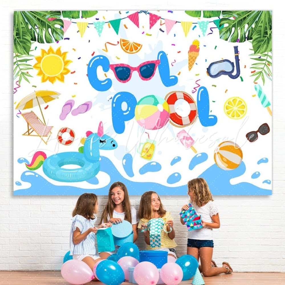 Cool Pool Green Summer Backdrop (x1u)