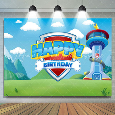Tower Blue Sky Paw Patrol Birthday Backdrop (x1u)