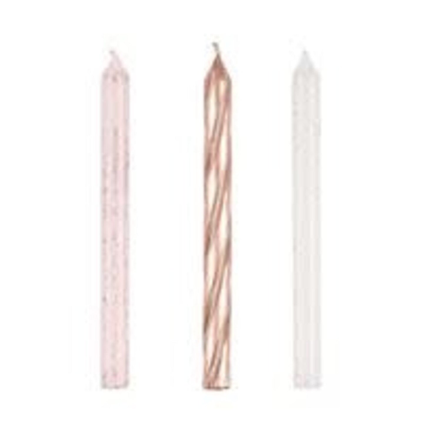 Spiral Candles Glitter Rose Gold 24pcs
