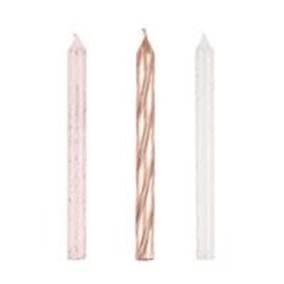 Spiral Candles Glitter Rose Gold 24pcs