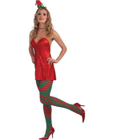 Christmas Striped Tights-Red & Green