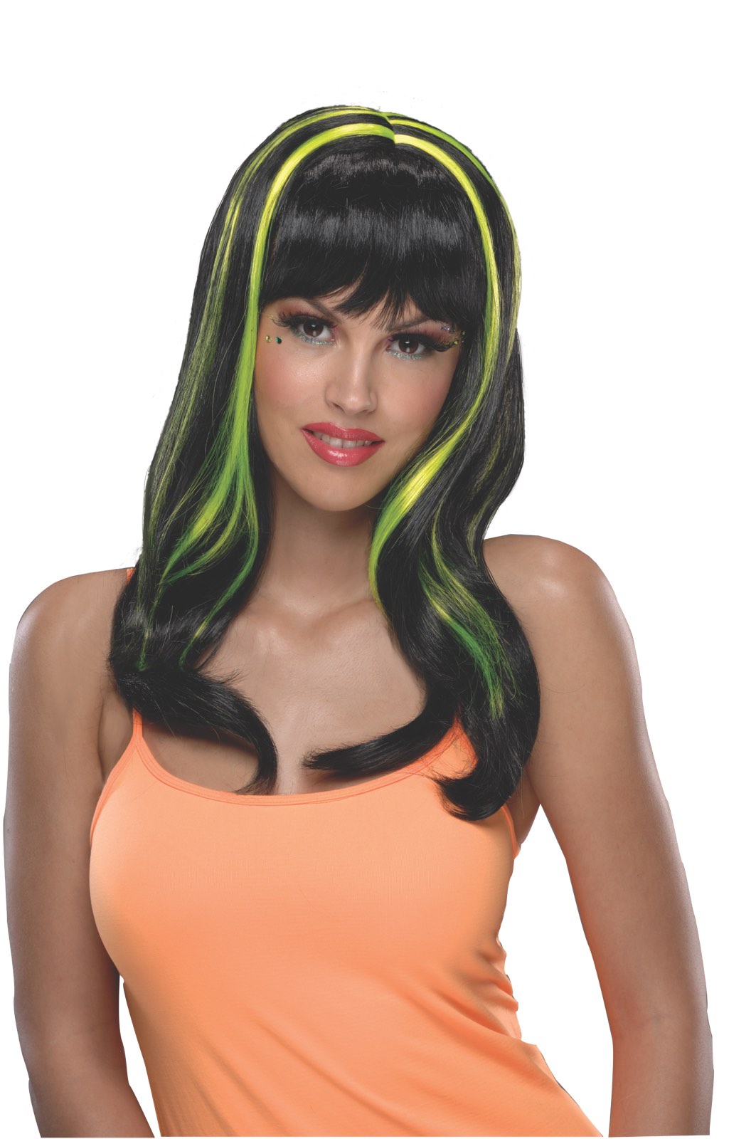 Neon Streaks Yellow Wig