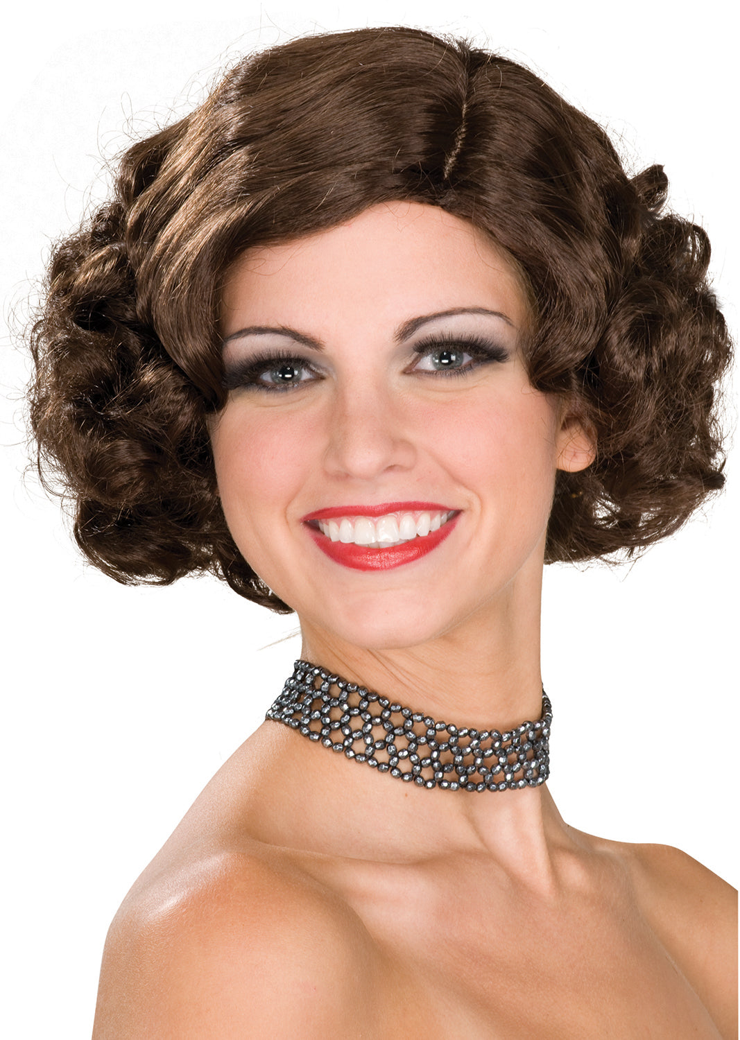Adult Brown Hair Flapper Wig