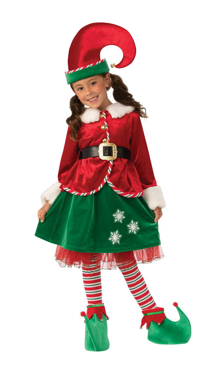 Cute Little Christmas Elf Kids Girl Costume