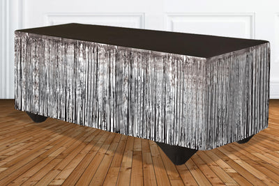 Tinsel Table Skirt - Silver