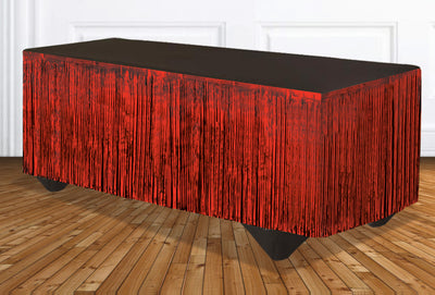 Tinsel Table Skirt - Red