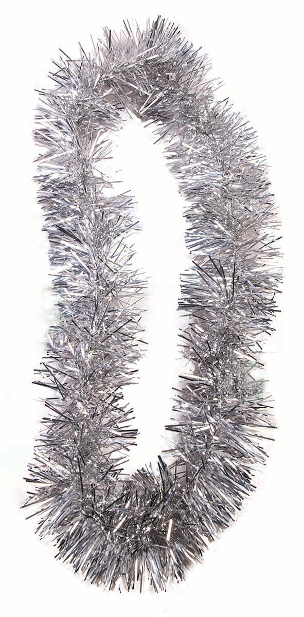Tinsel Lei-Silver-1pc Carded