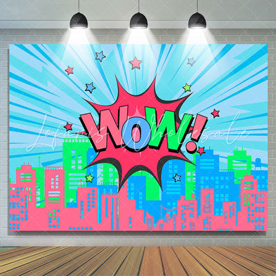 Wow Star Pink Blue Party Backdrop