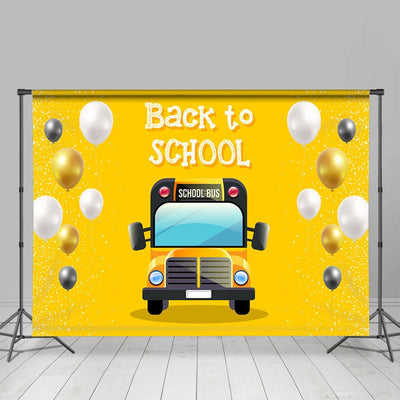 Backdrop Yellow Balloon Bus Back to School
