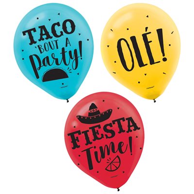 Fiesta latex balloons 12in 15pcs