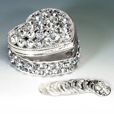 CONJUNTO DE ADORNOS  PARA BODAS- CAJA CORAZON STRASS 3