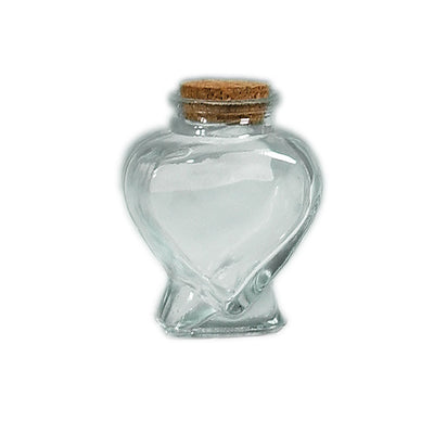 BOTELLA DE VIDRIO CORAZON CON TAPON DE CORCHO 3¼"