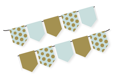 BANDERIN PENTAGONO VERDE MENTA GOLD LINEA POLKA