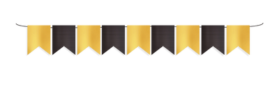 BANDERIN PENTAGONO METALIZADO NEGRO GOLD