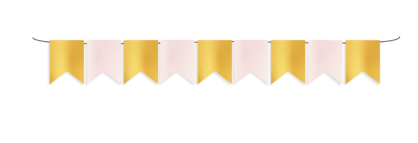 BANDERIN PENTAGONO METALIZADO PALO DE ROSA GOLD