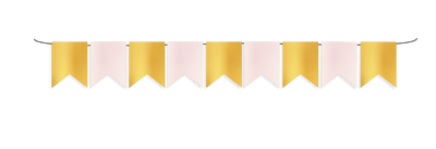 BANDERIN PENTAGONO METALIZADO PALO DE ROSA GOLD