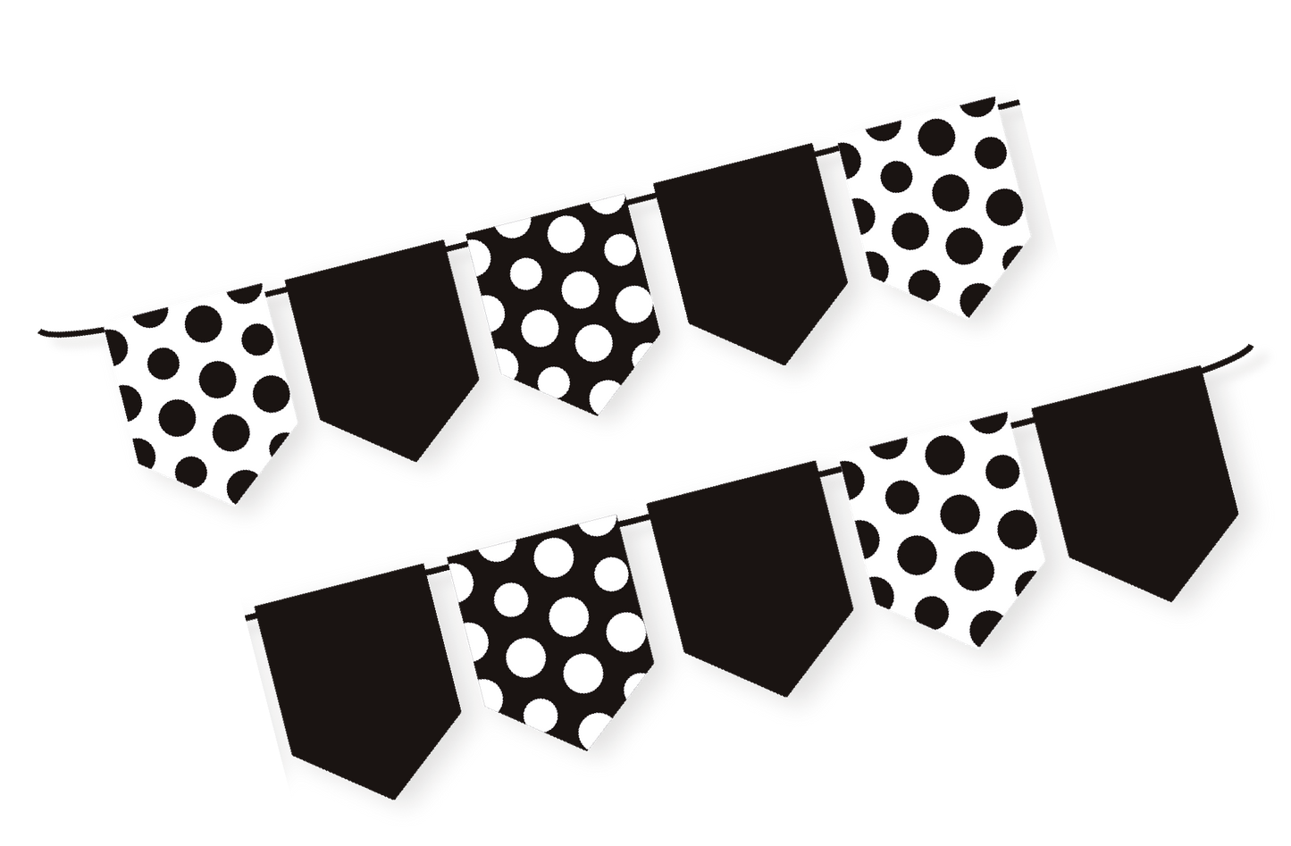 BANDERIN PENTAGONO BLANCO CON NEGRO LINEA POLKA