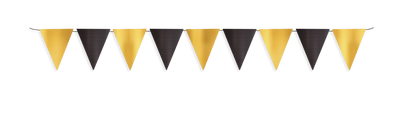 BANDERIN METALIZADO TRIANGULO NEGRO GOLD