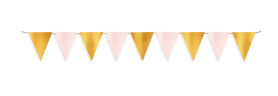 BANDERIN METALIZADO TRIANGUL0 PALO DE ROSA GOLD