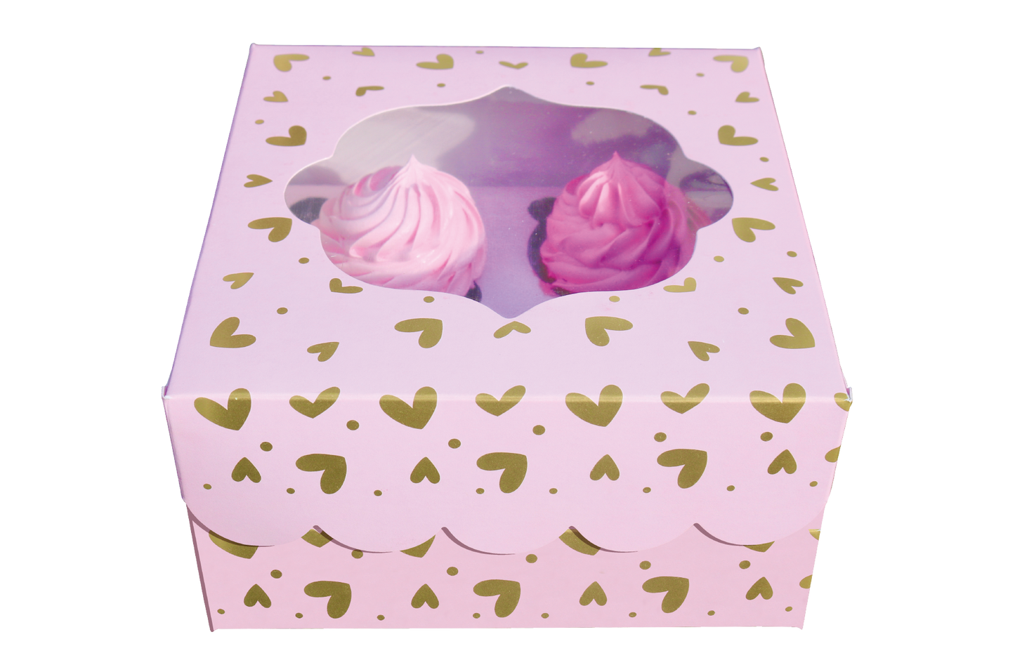 CAJA CUPCAKE EMPACADA CORAZONES/ HEARTS DORADOS x 1ud