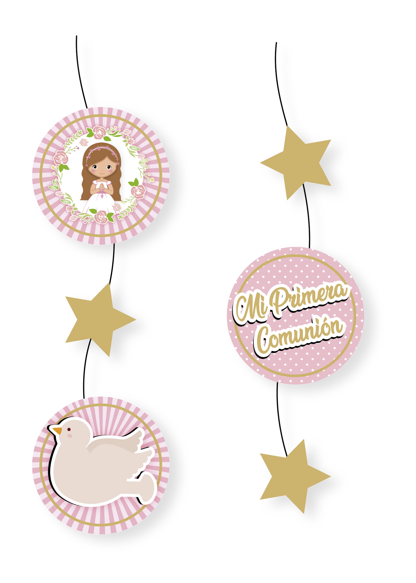 CADENETA DECORATIVA PRIMERA COMUNION NIÑA