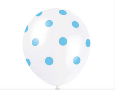 Globo Latex Blanco Lunares Azul Claro