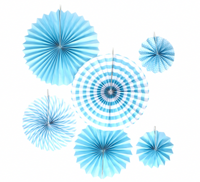 Set Ventilador de Papel Colgante Azul