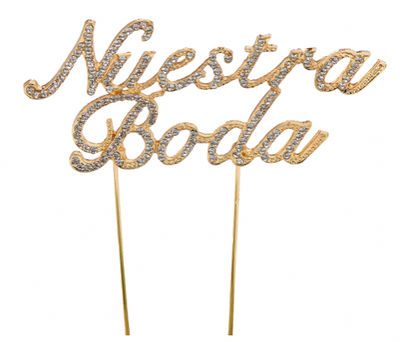 Cartel Decoración de Pastel  Nuestra Boda Dorado