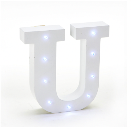 U - LED Letra Madera Blanca