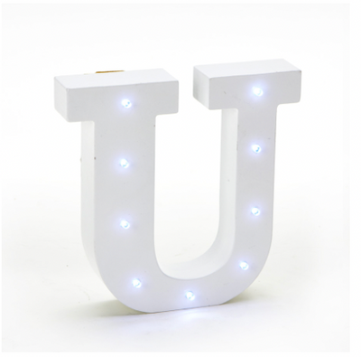 U - LED Letra Madera Blanca